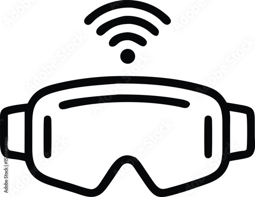 VR headset streaming video - Flat outline icon