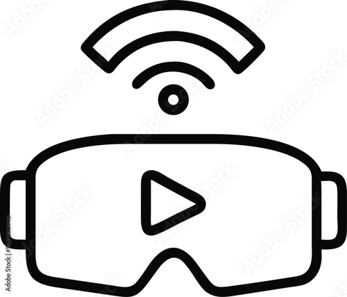 VR headset streaming video - Flat outline icon