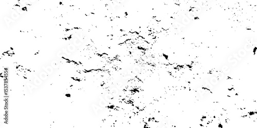 Black and white noise paper dust. Distressed Dirty rough overlay texture. Black grunge texture on transparent backdrop background. Scratches on a white background.