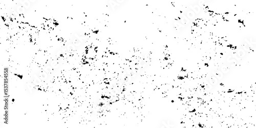 Black and white noise paper dust. Distressed Dirty rough overlay texture. Black grunge texture on transparent backdrop background. Scratches on a white background.
