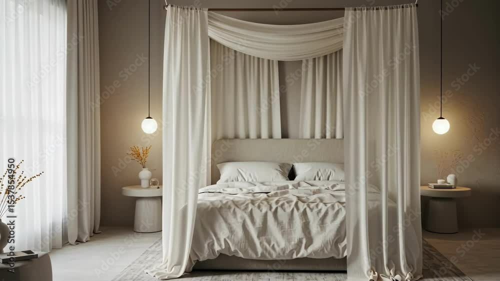 custom made wallpaper toronto digitalElegant bedroom with canopy bed and soft lighting