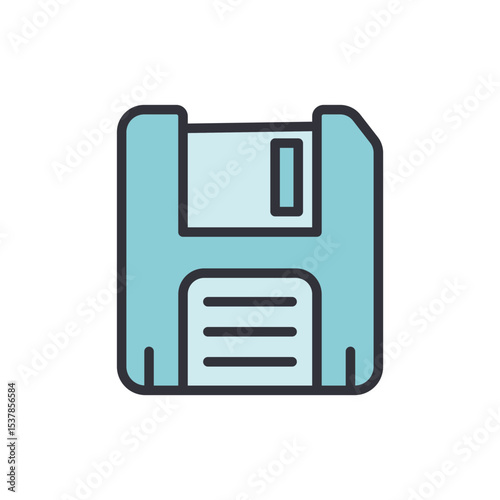 Light Blue Floppy Disk Icon For Storing Digital Information