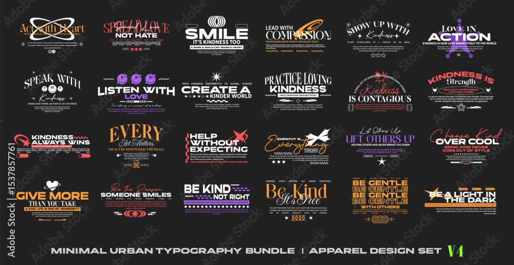Naklejka premium Urban typography bundle, Streetwear t-shirt design bundle, Motivation quotes collection, Poster design set, Lettering apparel design for print, Quotes packs