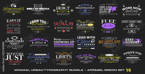 Urban typography bundle, Streetwear t-shirt design bundle, Motivation quotes collection, Poster design set, Lettering apparel design for print, Quotes packs