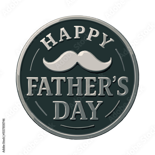 A stylish and heartwarming Happy Father's Day logo design featuring elegant typography, a mustache icon, and decorative elements. Perfect for greeting cards, posters, social media posts, banners, and 