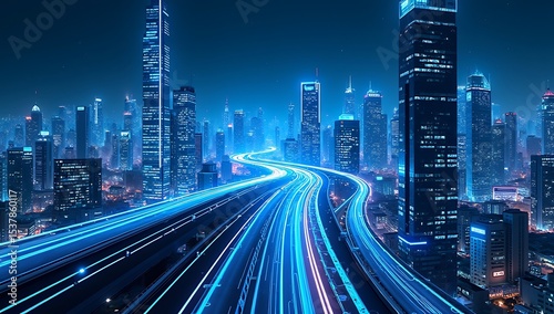 Conceptual illustration of a glowing smart city with animated power lines, connected buildings, and neon-lit circuits representing real-time energy flow and AI-driven systems.


