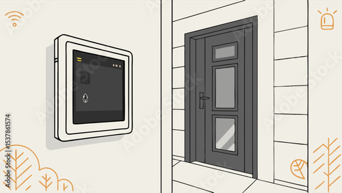 Smart Home Panel & Door: Modern Security System Illustration