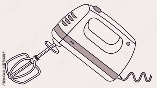 Handheld Mixer Illustration: Kitchen Appliance Outline.