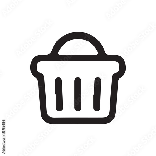 Minimalist Market Basket Icon in Black