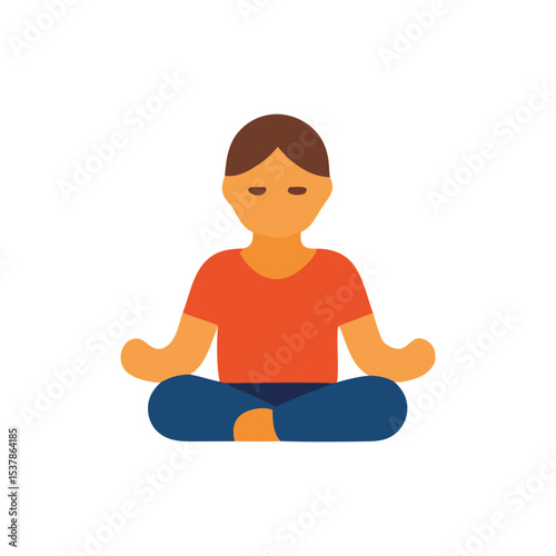 Flat illustration of a person meditating in a seated yoga pose.