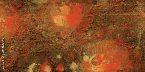 Abstract watercolor texture backdrop in warm earth tones blending orange brown and beige creating a vibrant rustic and rough artistic background design.