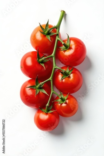 Vibrant red datterino tomatoes clustered on white background , gastronomy, cluster, produce