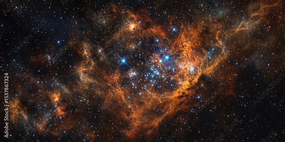 Fototapeta premium A cosmic event in a distant galaxy, with stars forming, supernovae exploding, and waves of energy rippling through the universe.