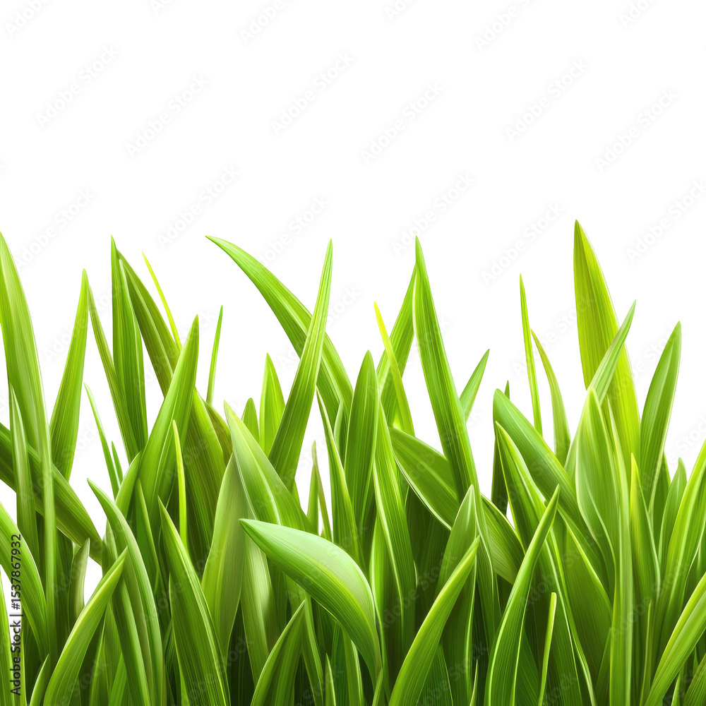 Fototapeta premium Fresh Green Grass isolated on transparent white background, clipping path