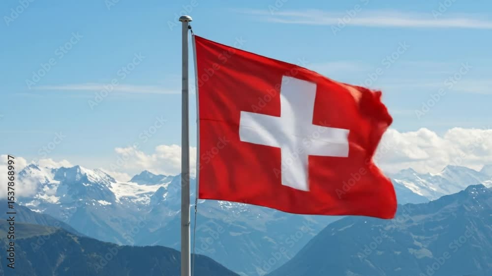 swiss flag in the wind