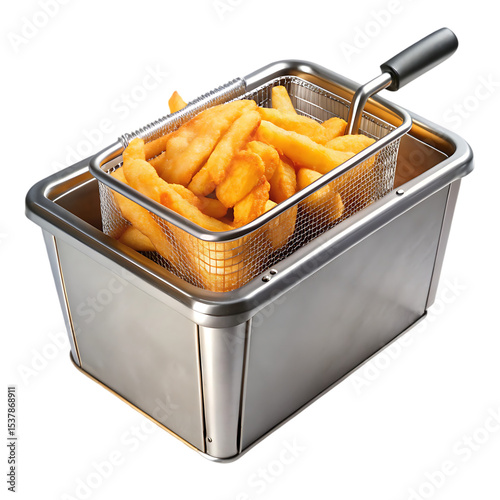Commercial Deep Fryer: Stainless Steel French Fry Basket & Container