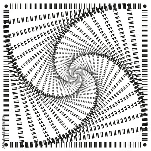 Dotted spiral twist. Abstract vortex form. Optical illusion shape. Vector dynamic pattern.