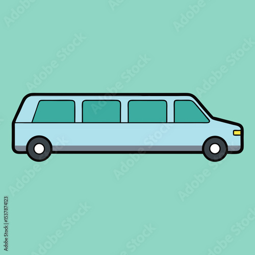 Light blue limousine side view simple illustration