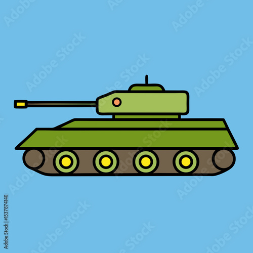 Military tank cartoon illustration green armored vehicle