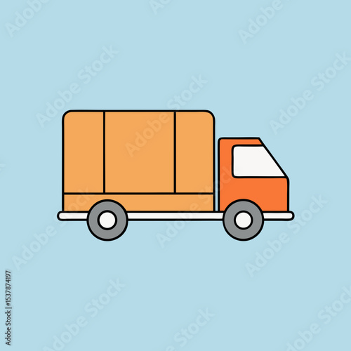 Orange delivery truck icon simple cargo transportation