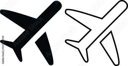 Set of Plane vector icon in modern flat style isolated. Symbol plane is good for your web design. Simple vector illustration of a plane Airplane aviation flat icon for apps and websites