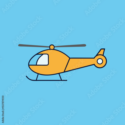 Yellow helicopter icon air transportation vehicle flight