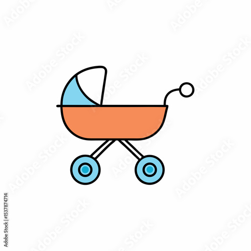 Cute cartoon baby stroller illustration for kids