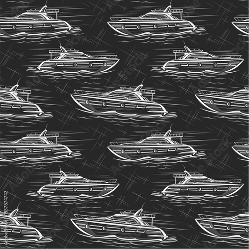 Vector Motor Boat seamless pattern