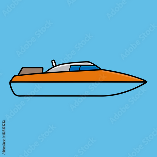 Fast orange and blue powerboat speedboat yacht