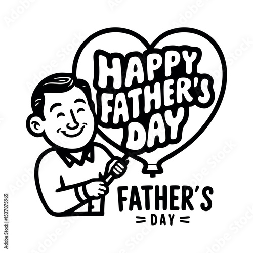 A stylish and heartwarming Happy Father's Day logo design featuring elegant typography, a mustache icon, and decorative elements. Perfect for greeting cards, posters, social media posts, banners, and 