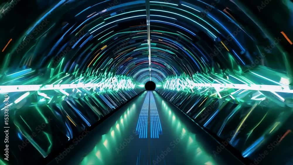 lights creating colorful dynamic corridor effect captured 4K high tech sci fi ed projects abstract glow laser light background cyber loop science fluorescent motion fiction modern space technology