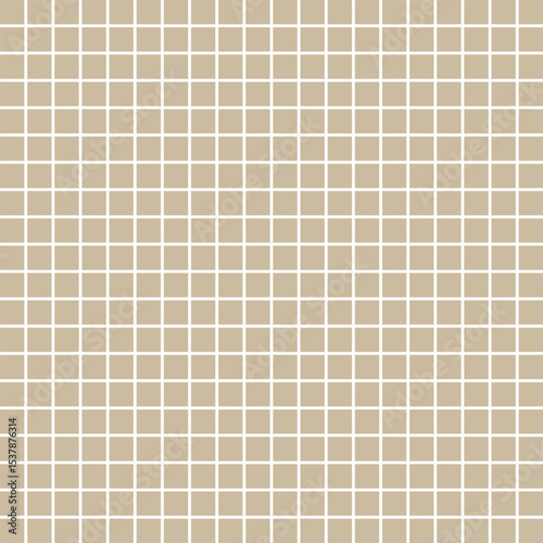 Beige grid background. Square line pattern. Vector seamless texture. Simple checked surface.