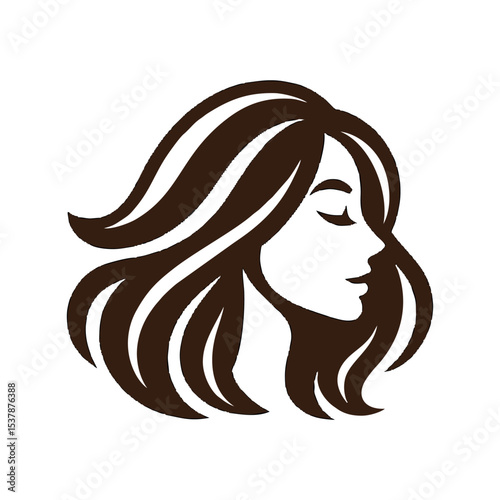 English: A minimalist line art illustration of a woman's face surrounded by blooming flowers and leaves. The artwork captures feminine beauty and nature in a graceful, abstract form.


