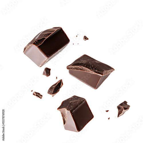 Dark chocolate pieces with crumbs