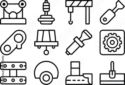 Remanufacturing outline icon set featuring a single isolated object on transparent background isolated on transparent background