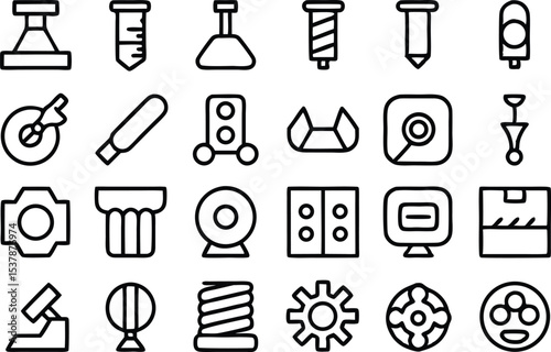 Remanufacturing outline icon set for industrial applications isolated on transparent background
