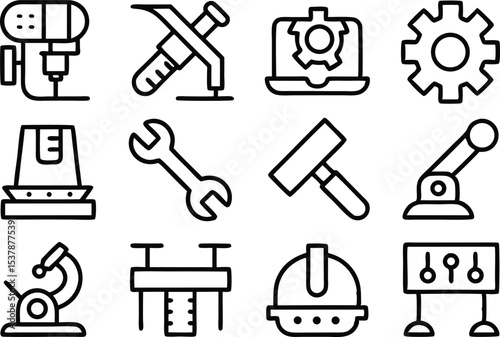 Remanufacturing outline icon set featuring a single isolated object on transparent background isolated on transparent background
