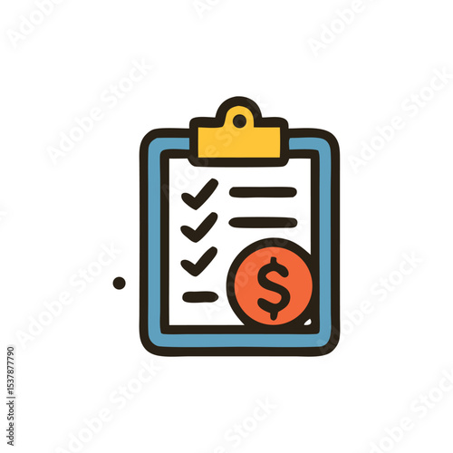 A clipboard with checkmarks and a dollar coin, representing financial tasks or budget management.