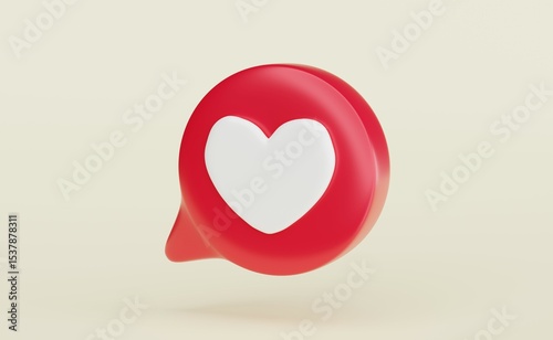 Notification Like icon. Social network app icon. 3D illustration.
