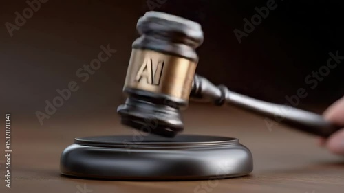 AI and Law Intersection of Technology and Justice with Wooden Gavel in Courtroom
