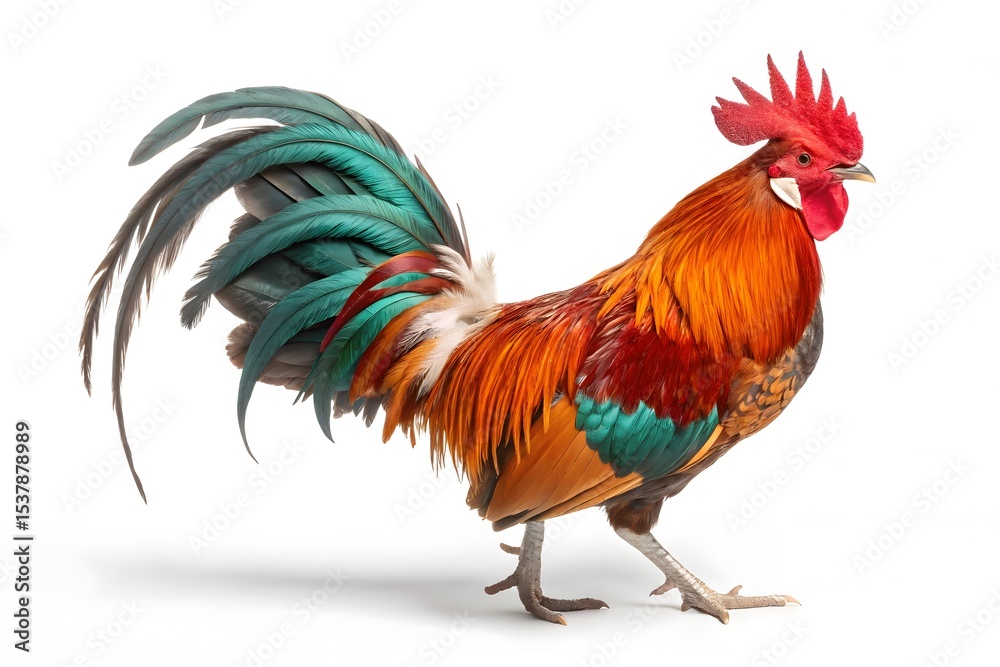 Fototapeta premium Colorful rooster isolated on white background