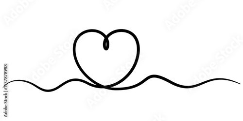 Heart shape outline, Continuous line icon, Hand drawn doodle heart. Stroke is editable so you can make it thin or thicker. Continuous seamless line art drawing, Continuous line drawing of heart