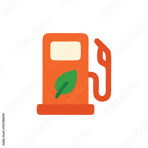 Biofuel gas station pump with leaf symbol, representing alternative energy.