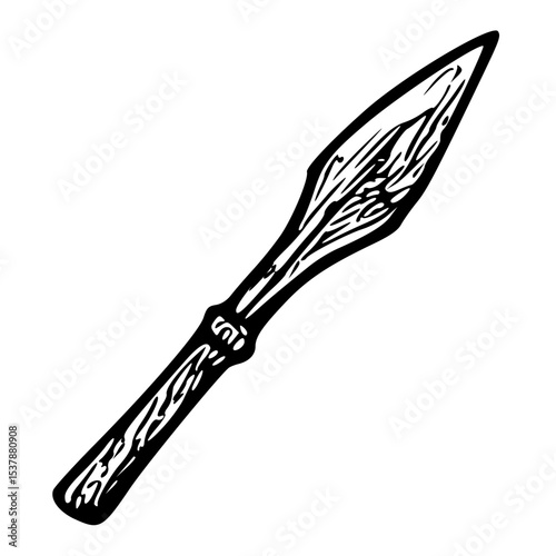 Handdrawn Vintage Arrowhead Spear Throwing Weapon Hunting Ancient Antique Style