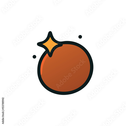 Simple, stylized illustration of a glowing, round object.
