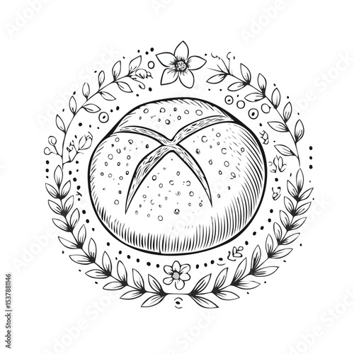Soda Bread line drawing featuring smooth sketch-style strokes in a refined black and white vector design.