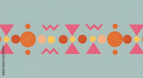Vibrant Geometric Pattern Design Abstract Tribal Inspired Seamless Border Texture for Textile, Fashion, and Web