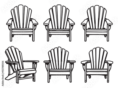 Adirondack Chairs Line Art Collection