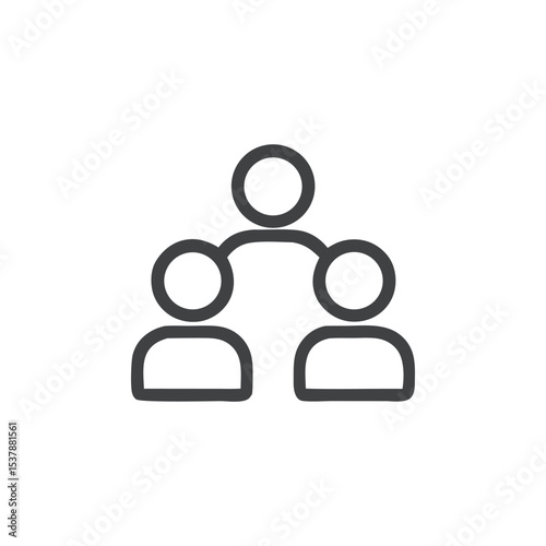 Simple line drawing depicting a hierarchical structure of three individuals.