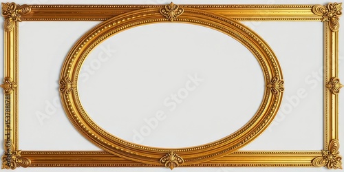 Antique Gold Oval Frame with Beaded Detail, Empty Mockup